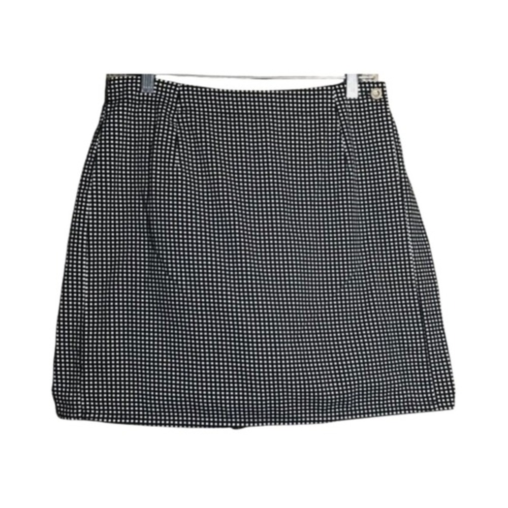 Russ Gingham Mini‎ Skirt Black and White Checkered A-Line Skirt Size 10